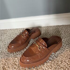 Gianni Bini Tan Patent Loafers with Rugged Sole